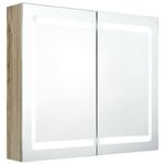 Casa si Gradina - Mobilier - Mobilier baie - Corpuri baie - Dulap de baie cu oglinda si LED, stejar, 80x12x68 cm - Infinity.ro