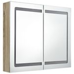Casa si Gradina - Mobilier - Mobilier baie - Corpuri baie - Dulap de baie cu oglinda si LED, stejar, 80x12x68 cm - Infinity.ro