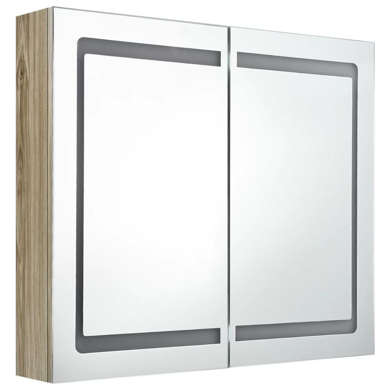 Casa si Gradina - Mobilier - Mobilier baie - Corpuri baie - Dulap de baie cu oglinda si LED, stejar, 80x12x68 cm - Infinity.ro