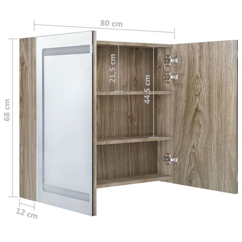 Casa si Gradina - Mobilier - Mobilier baie - Corpuri baie - Dulap de baie cu oglinda si LED, stejar, 80x12x68 cm - Infinity.ro