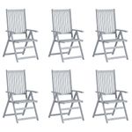 Casa si Gradina - Gradina si terasa - Mobilier exterior - Scaune si sezlonguri gradina - Scaune gradina rabatabile cu perne, 6 buc., lemn masiv acacia - Infinity.ro