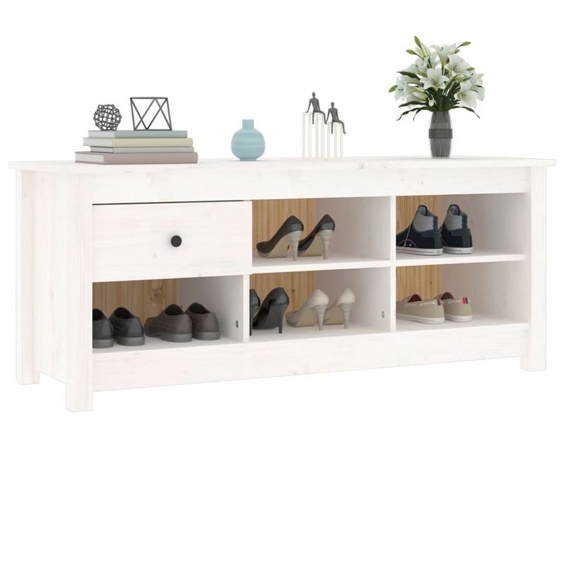 Casa si Gradina - Mobilier - Organizare si depozitare - Organizator incaltaminte - Dulap pentru pantofi, alb, 110x38x45,5 cm, lemn masiv pin - Infinity.ro