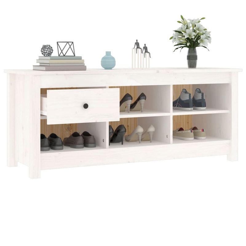 Casa si Gradina - Mobilier - Organizare si depozitare - Organizator incaltaminte - Dulap pentru pantofi, alb, 110x38x45,5 cm, lemn masiv pin - Infinity.ro