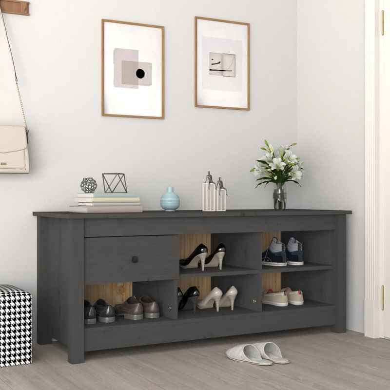 Casa si Gradina - Mobilier - Organizare si depozitare - Organizator incaltaminte - Dulap pentru pantofi, gri, 110x38x45,5 cm, lemn masiv pin - Infinity.ro