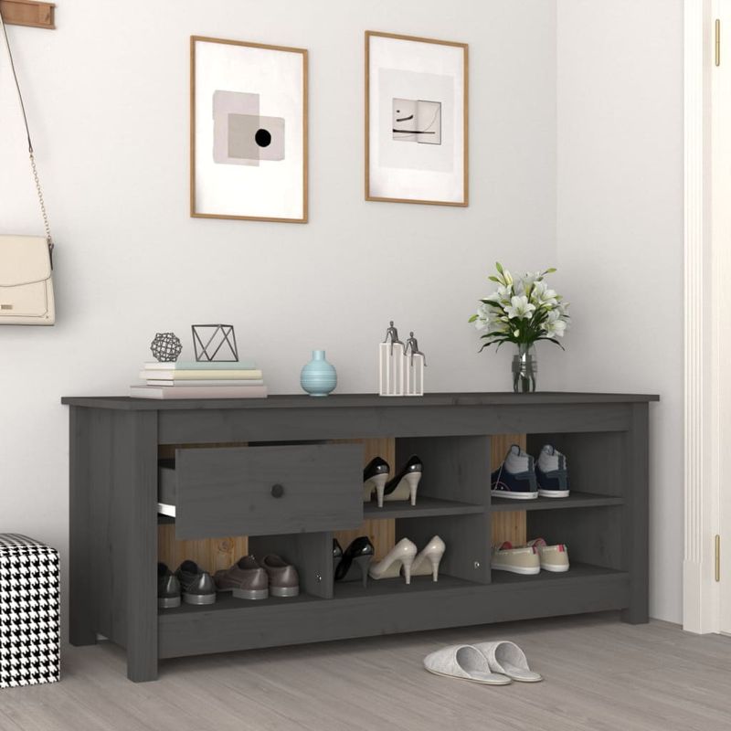 Casa si Gradina - Mobilier - Organizare si depozitare - Organizator incaltaminte - Dulap pentru pantofi, gri, 110x38x45,5 cm, lemn masiv pin - Infinity.ro