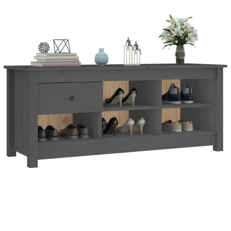 Casa si Gradina - Mobilier - Organizare si depozitare - Organizator incaltaminte - Dulap pentru pantofi, gri, 110x38x45,5 cm, lemn masiv pin - Infinity.ro