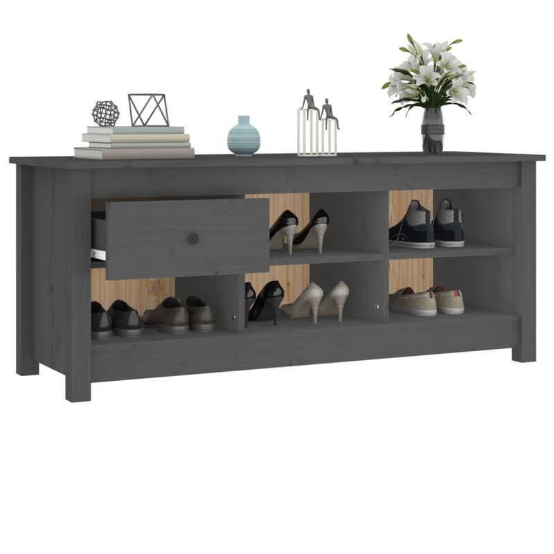 Casa si Gradina - Mobilier - Organizare si depozitare - Organizator incaltaminte - Dulap pentru pantofi, gri, 110x38x45,5 cm, lemn masiv pin - Infinity.ro