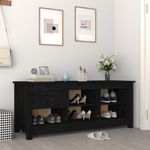Casa si Gradina - Mobilier - Organizare si depozitare - Organizator incaltaminte - Dulap pentru pantofi, negru, 110x38x45,5 cm, lemn masiv pin - Infinity.ro