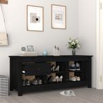 Casa si Gradina - Mobilier - Organizare si depozitare - Organizator incaltaminte - Dulap pentru pantofi, negru, 110x38x45,5 cm, lemn masiv pin - Infinity.ro