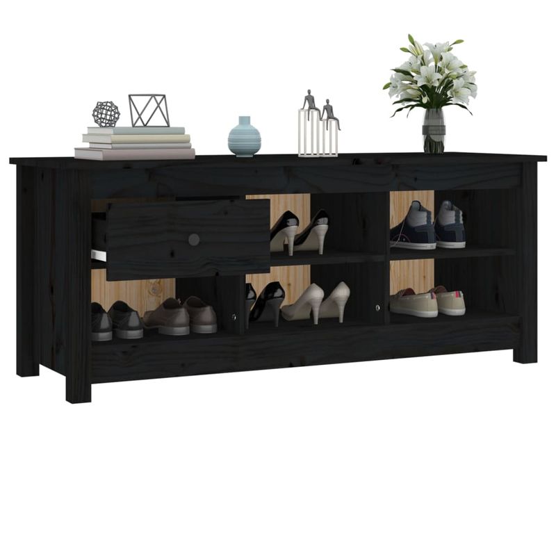 Casa si Gradina - Mobilier - Organizare si depozitare - Organizator incaltaminte - Dulap pentru pantofi, negru, 110x38x45,5 cm, lemn masiv pin - Infinity.ro