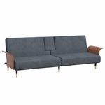 Casa si Gradina - Mobilier - Canapele si coltare - Canapele - Canapea extensibila cu suporturi de pahare, gri inchis, catifea - Infinity.ro