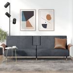 Casa si Gradina - Mobilier - Canapele si coltare - Canapele - Canapea extensibila cu suporturi de pahare, gri inchis, catifea - Infinity.ro