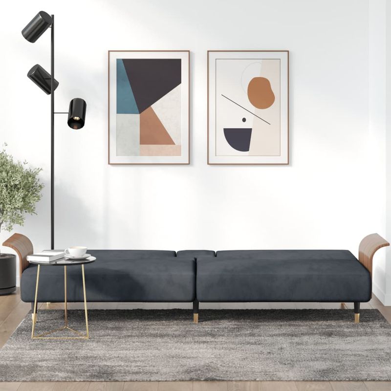 Casa si Gradina - Mobilier - Canapele si coltare - Canapele - Canapea extensibila cu suporturi de pahare, gri inchis, catifea - Infinity.ro