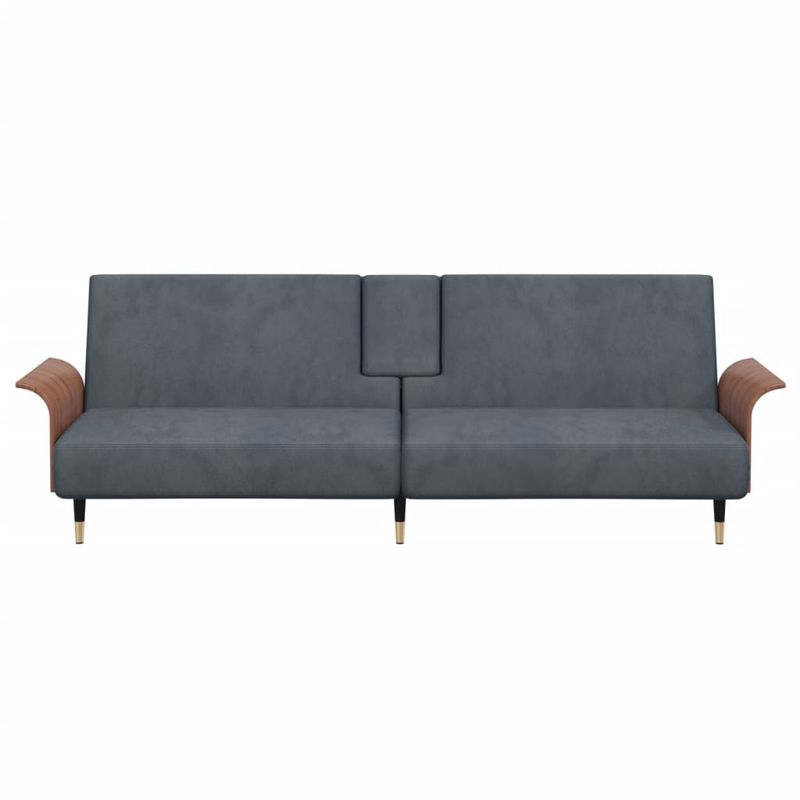 Casa si Gradina - Mobilier - Canapele si coltare - Canapele - Canapea extensibila cu suporturi de pahare, gri inchis, catifea - Infinity.ro