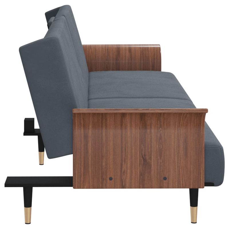 Casa si Gradina - Mobilier - Canapele si coltare - Canapele - Canapea extensibila cu suporturi de pahare, gri inchis, catifea - Infinity.ro