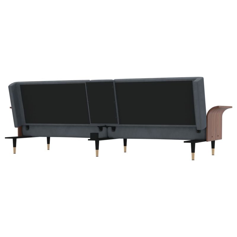 Casa si Gradina - Mobilier - Canapele si coltare - Canapele - Canapea extensibila cu suporturi de pahare, gri inchis, catifea - Infinity.ro