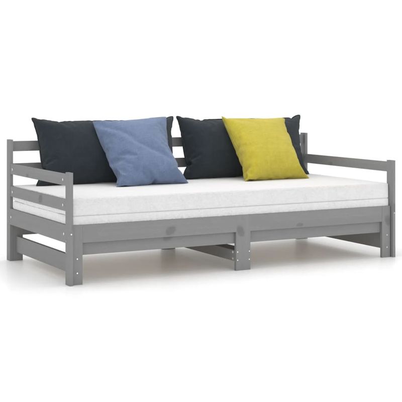 Casa si Gradina - Mobilier - Paturi si accesorii - Paturi - Pat extensibil de zi, gri, 2x(90x200) cm, lemn masiv de pin - Infinity.ro