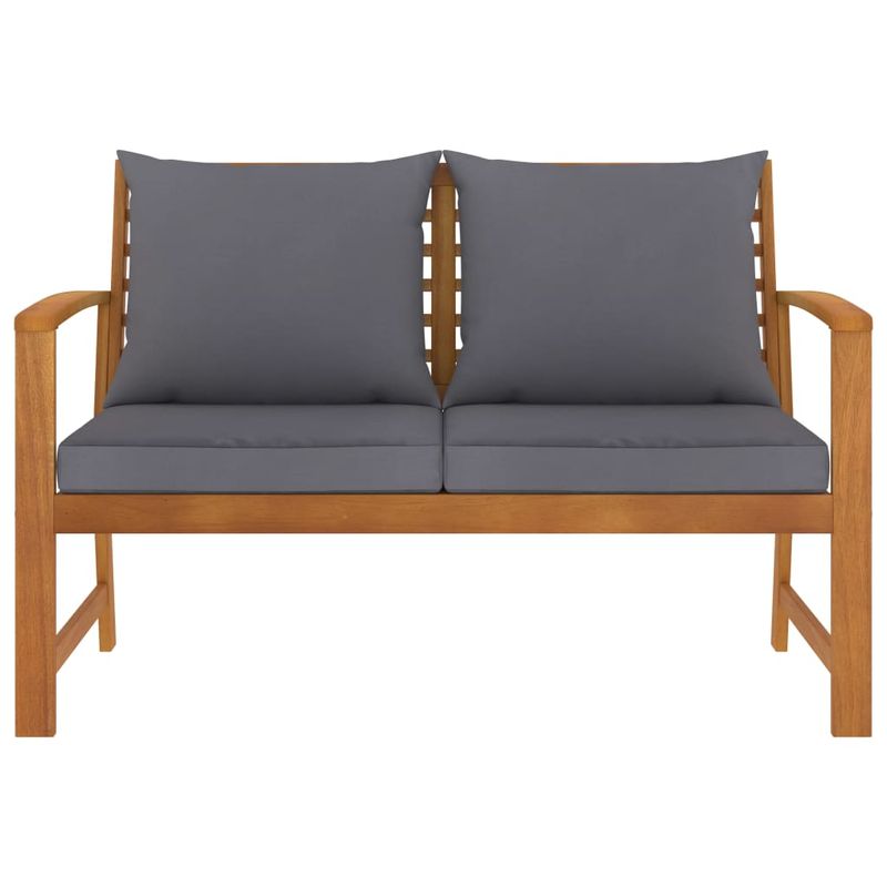 Casa si Gradina - Gradina si terasa - Mobilier exterior - Bancute de gradina - Banca gradina cu perna gri inchis 120cm lemn masiv de acacia - Infinity.ro