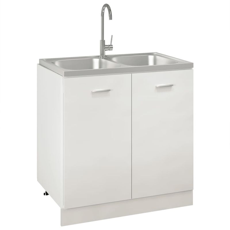 Casa si Gradina/Sanitare/Chiuveta bucatarie si accesorii/Chiuvete bucatarie - Chiuveta bucatarie cu 2 cuve, argintiu, 800x500x155 mm, otel - Infinity.ro