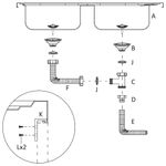 Casa si Gradina/Sanitare/Chiuveta bucatarie si accesorii/Chiuvete bucatarie - Chiuveta bucatarie cu 2 cuve, argintiu, 800x500x155 mm, otel - Infinity.ro