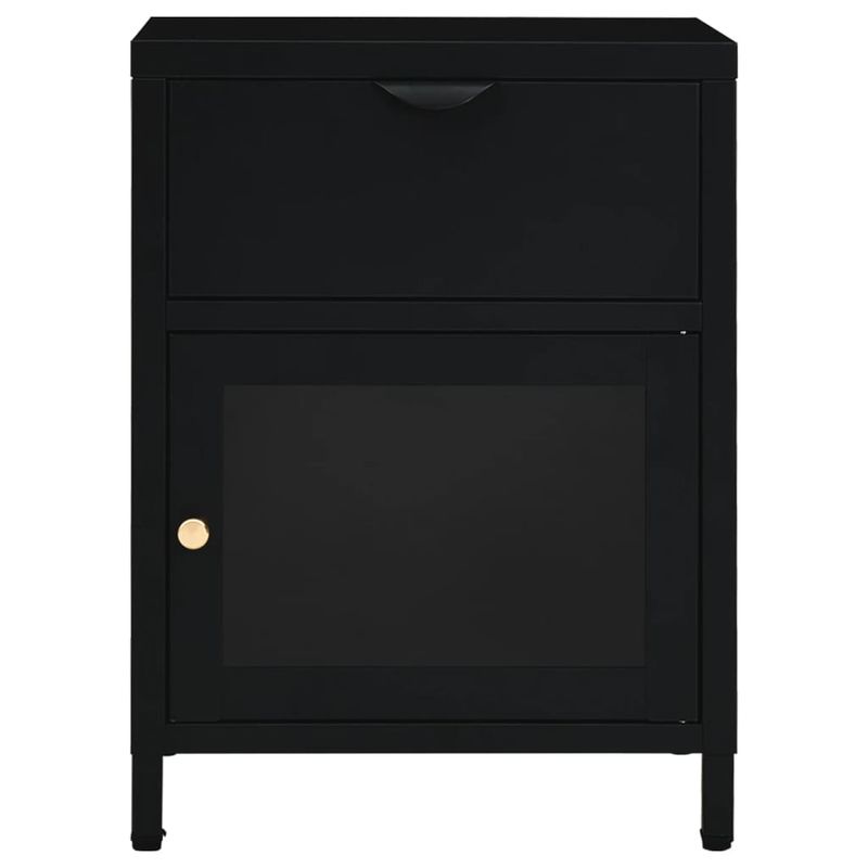 Casa si Gradina - Mobilier - Comode si corpuri - Noptiere - Noptiera, 2 buc., negru, 40x30x54,5 cm, otel si sticla - Infinity.ro