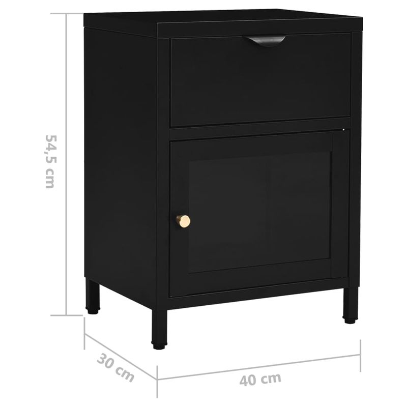 Casa si Gradina - Mobilier - Comode si corpuri - Noptiere - Noptiera, 2 buc., negru, 40x30x54,5 cm, otel si sticla - Infinity.ro
