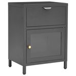 Casa si Gradina - Mobilier - Comode si corpuri - Noptiere - Noptiera, antracit, 40x30x54,5 cm, otel si sticla - Infinity.ro