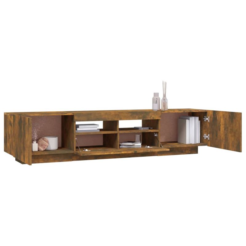Casa si Gradina - Mobilier - Comode si corpuri - Comode - Comoda TV cu lumini LED, 2 piese, stejar fumuriu, lemn prelucrat - Infinity.ro
