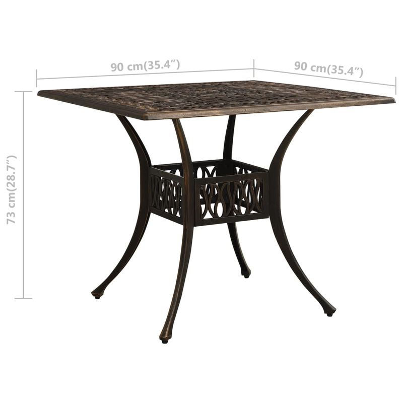 Casa si Gradina - Gradina si terasa - Mobilier exterior - Mese gradina - Masa de gradina, bronz, 90x90x73 cm, aluminiu turnat - Infinity.ro