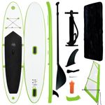 Sport si Outdoor - Sporturi acvatice - Sporturi pe placa - Stand up paddle - Set de placa SUP gonflabila cu vela, verde si alb - Infinity.ro