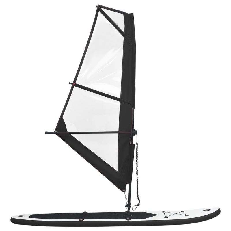 Sport si Outdoor - Sporturi acvatice - Sporturi pe placa - Stand up paddle - Set de placa SUP gonflabila cu vela, negru si alb - Infinity.ro