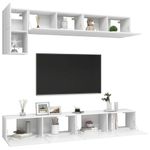 Casa si Gradina - Mobilier - Seturi de mobilier - Seturi living - Set dulapuri TV, 5 piese, alb, lemn prelucrat - Infinity.ro