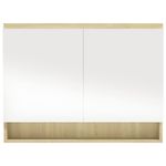 Casa si Gradina - Mobilier - Mobilier baie - Corpuri baie - Dulap de baie cu oglinda, alb si stejar, 80x15x60 cm, MDF - Infinity.ro