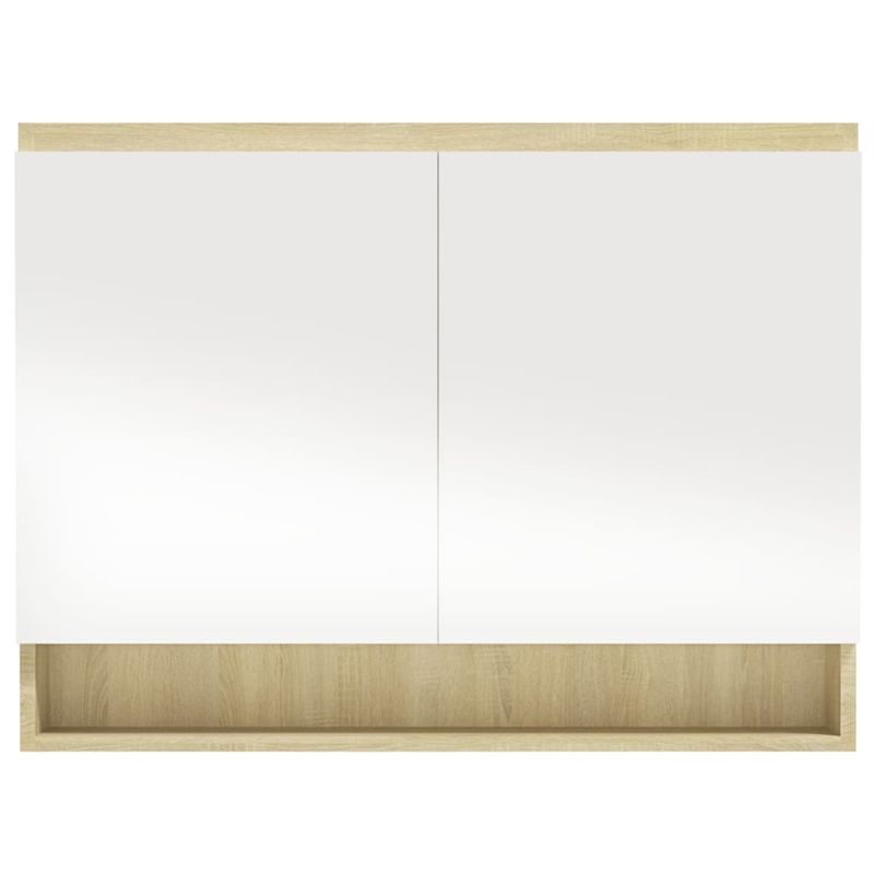 Casa si Gradina - Mobilier - Mobilier baie - Corpuri baie - Dulap de baie cu oglinda, alb si stejar, 80x15x60 cm, MDF - Infinity.ro