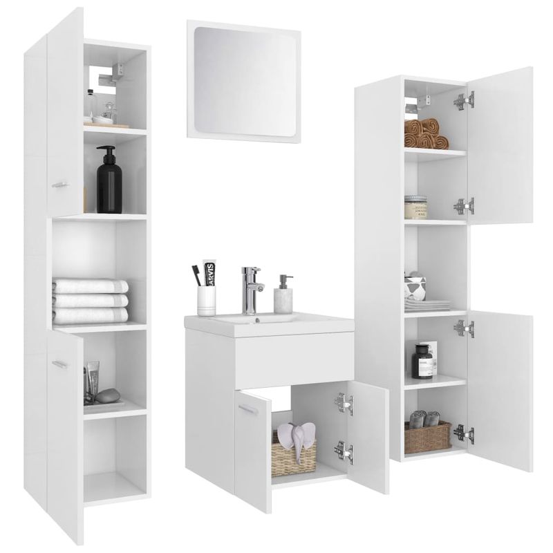 Casa si Gradina - Mobilier - Seturi de mobilier - Seturi baie - Set mobilier de baie, alb, lemn prelucrat - Infinity.ro
