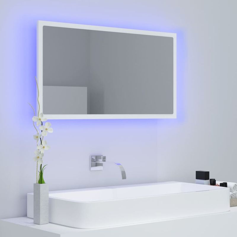 Casa si Gradina - Mobilier - Comode si corpuri - Masute de toaleta - Oglinda de baie cu LED, alb, 80x8,5x37 cm, acril - Infinity.ro