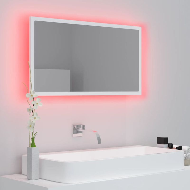 Casa si Gradina - Mobilier - Comode si corpuri - Masute de toaleta - Oglinda de baie cu LED, alb, 80x8,5x37 cm, acril - Infinity.ro