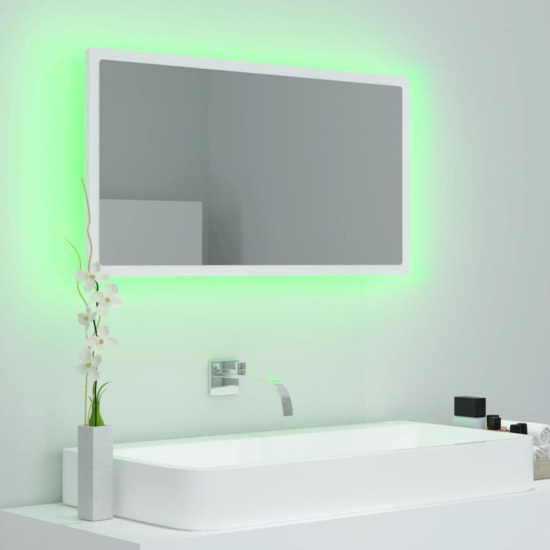 Casa si Gradina - Mobilier - Comode si corpuri - Masute de toaleta - Oglinda de baie cu LED, alb, 80x8,5x37 cm, acril - Infinity.ro