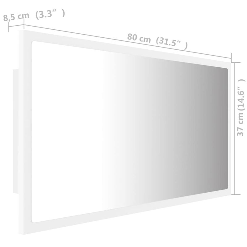 Casa si Gradina - Mobilier - Comode si corpuri - Masute de toaleta - Oglinda de baie cu LED, alb, 80x8,5x37 cm, acril - Infinity.ro
