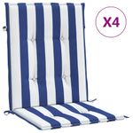 Casa si Gradina - Textile si covoare - Perne si pilote - Perne decorative - Perne scaun cu spatar mic, 4 buc. dungi albastre și albe, textil, mărime 100x50x4 cm - Infinity.ro
