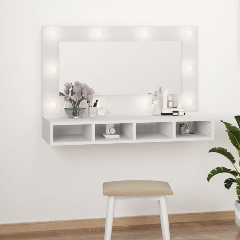 Casa si Gradina - Mobilier - Mobilier baie - Comode baie - Dulap cu oglinda si LED, alb, 90x31,5x62 cm - Infinity.ro