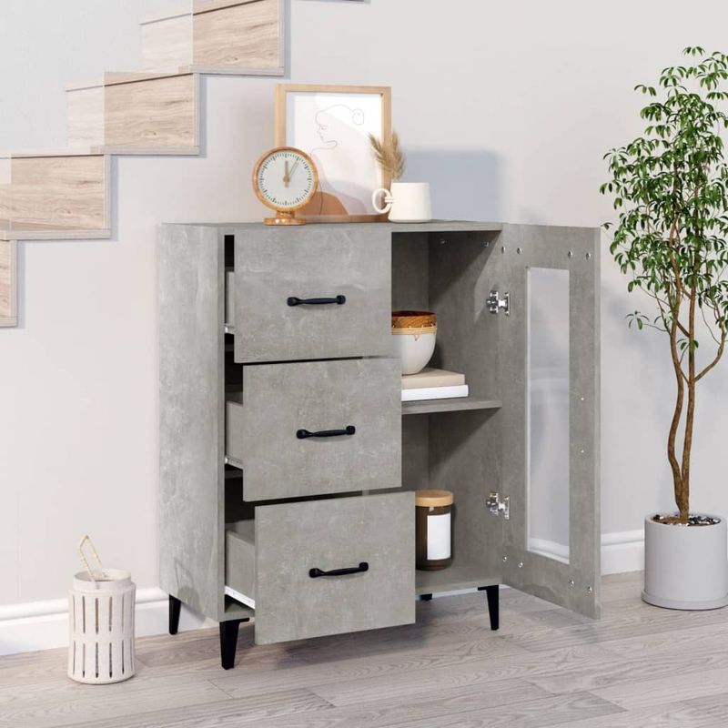 Casa si Gradina - Mobilier - Comode si corpuri - Comode - Servanta, gri beton, 69,5x34x90 cm, lemn compozit - Infinity.ro