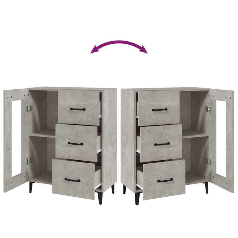 Casa si Gradina - Mobilier - Comode si corpuri - Comode - Servanta, gri beton, 69,5x34x90 cm, lemn compozit - Infinity.ro