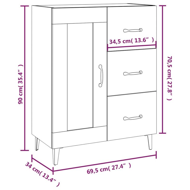 Casa si Gradina - Mobilier - Comode si corpuri - Comode - Servanta, gri beton, 69,5x34x90 cm, lemn compozit - Infinity.ro