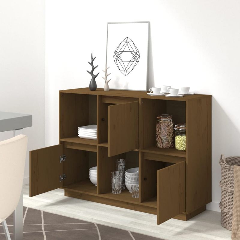 Casa si Gradina - Mobilier - Comode si corpuri - Comode - Servanta, maro miere, 110,5x35x80 cm, lemn masiv de pin - Infinity.ro