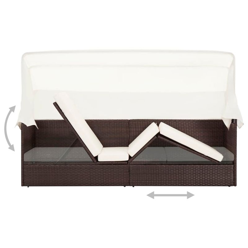 Casa si Gradina - Gradina si terasa - Mobilier exterior - Scaune si sezlonguri gradina - Pat de gradina cu baldachin, maro, poliratan - Infinity.ro