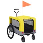 Petshop - Accesorii petshop - Culcusuri si custi - Genti si articole transport - Remorca bicicleta & carucior 2-in-1 animale, galben si gri - Infinity.ro