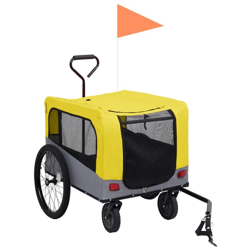 Petshop - Accesorii petshop - Culcusuri si custi - Genti si articole transport - Remorca bicicleta & carucior 2-in-1 animale, galben si gri - Infinity.ro