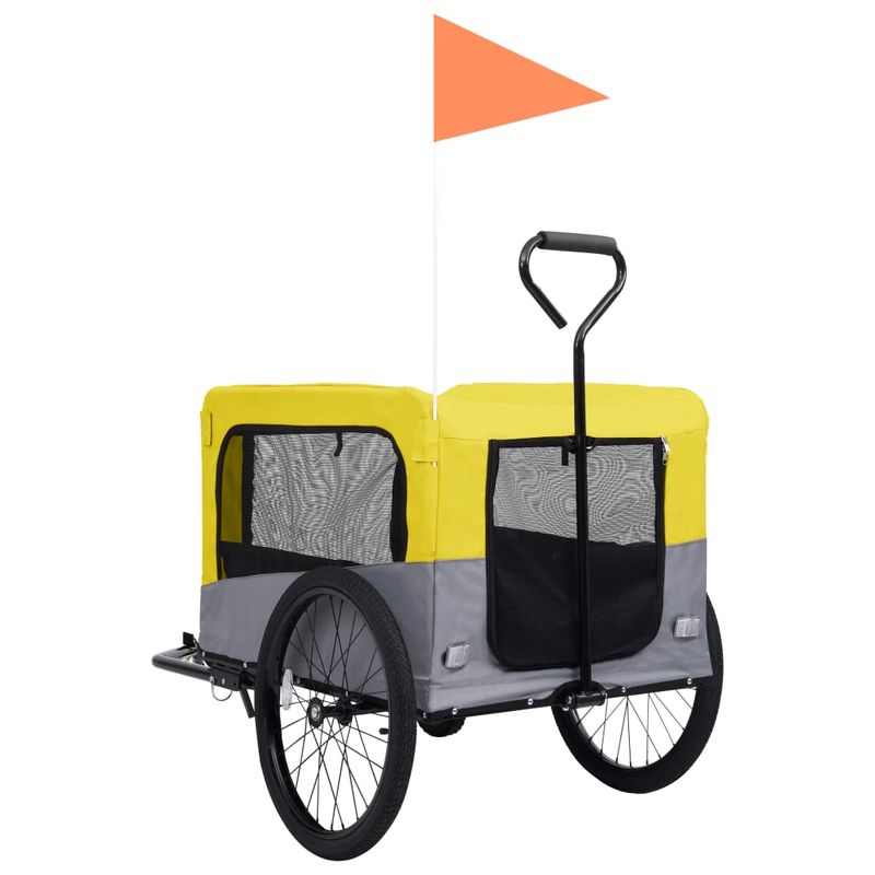 Petshop - Accesorii petshop - Culcusuri si custi - Genti si articole transport - Remorca bicicleta & carucior 2-in-1 animale, galben si gri - Infinity.ro