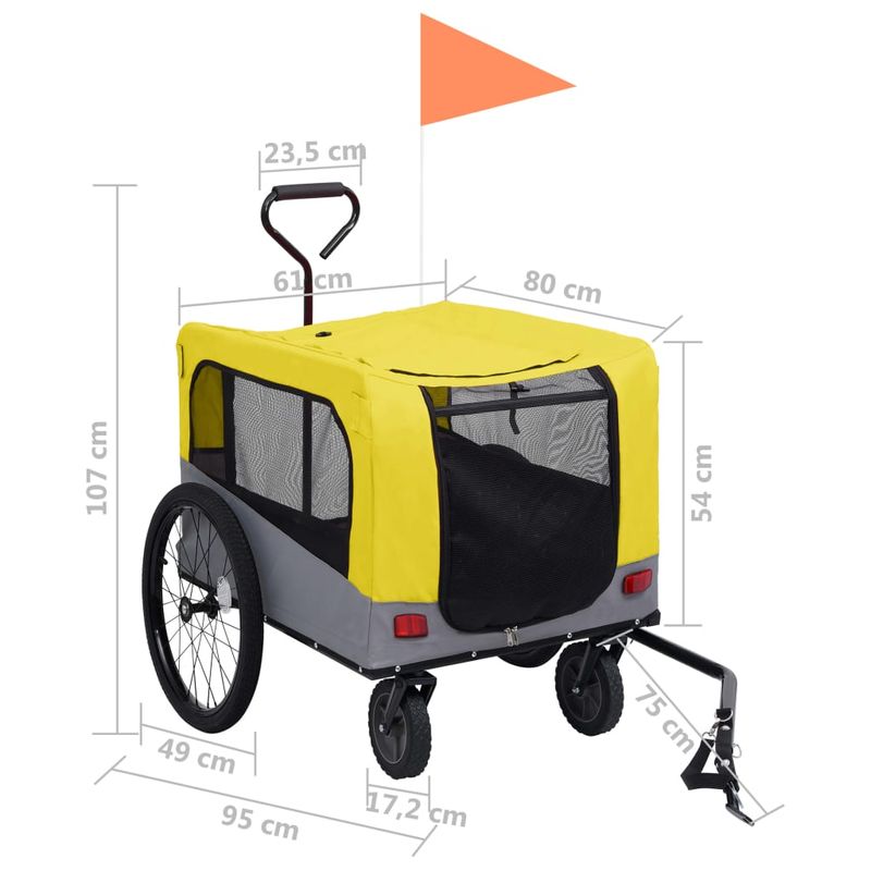 Petshop - Accesorii petshop - Culcusuri si custi - Genti si articole transport - Remorca bicicleta & carucior 2-in-1 animale, galben si gri - Infinity.ro